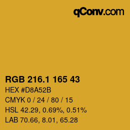 カラーコード: RGB 216.1 165 43 | qconv.com