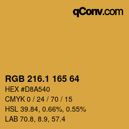 カラーコード: RGB 216.1 165 64 | qconv.com