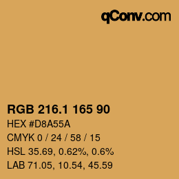 カラーコード: RGB 216.1 165 90 | qconv.com