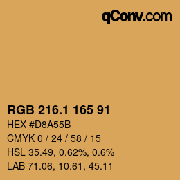 カラーコード: RGB 216.1 165 91 | qconv.com