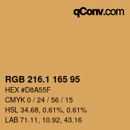 カラーコード: RGB 216.1 165 95 | qconv.com