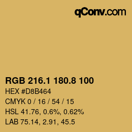 Farbcode: RGB 216.1 180.8 100 | qconv.com