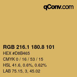 Color code: RGB 216.1 180.8 101 | qconv.com