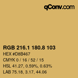 Color code: RGB 216.1 180.8 103 | qconv.com
