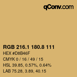 Color code: RGB 216.1 180.8 111 | qconv.com