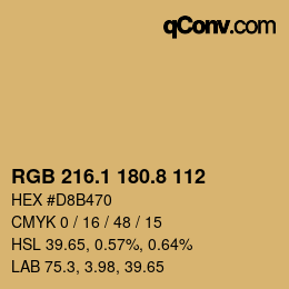 Color code: RGB 216.1 180.8 112 | qconv.com