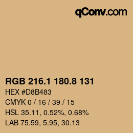 Color code: RGB 216.1 180.8 131 | qconv.com