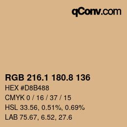 カラーコード: RGB 216.1 180.8 136 | qconv.com