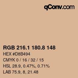 Color code: RGB 216.1 180.8 148 | qconv.com