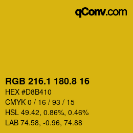 カラーコード: RGB 216.1 180.8 16 | qconv.com