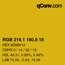 カラーコード: RGB 216.1 180.8 18 | qconv.com