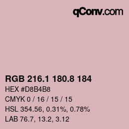カラーコード: RGB 216.1 180.8 184 | qconv.com