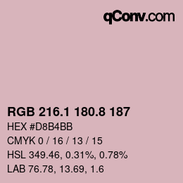 カラーコード: RGB 216.1 180.8 187 | qconv.com