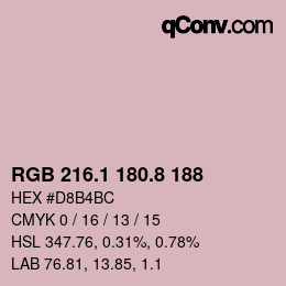 カラーコード: RGB 216.1 180.8 188 | qconv.com