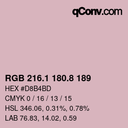 カラーコード: RGB 216.1 180.8 189 | qconv.com