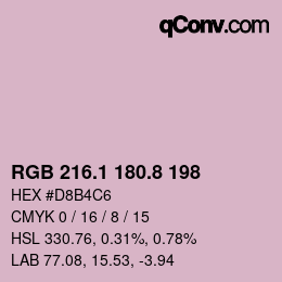 カラーコード: RGB 216.1 180.8 198 | qconv.com