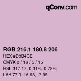 Color code: RGB 216.1 180.8 206 | qconv.com