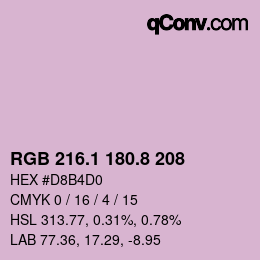 カラーコード: RGB 216.1 180.8 208 | qconv.com