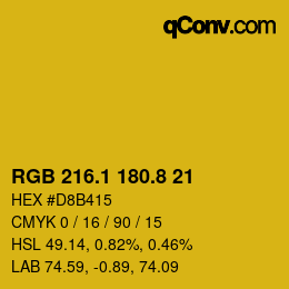 カラーコード: RGB 216.1 180.8 21 | qconv.com