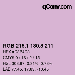 カラーコード: RGB 216.1 180.8 211 | qconv.com