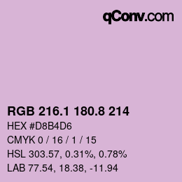 カラーコード: RGB 216.1 180.8 214 | qconv.com