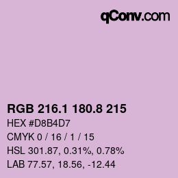 カラーコード: RGB 216.1 180.8 215 | qconv.com