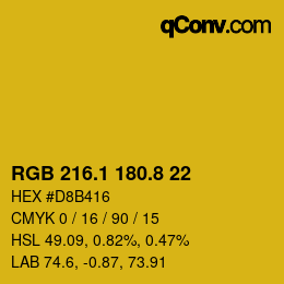 カラーコード: RGB 216.1 180.8 22 | qconv.com