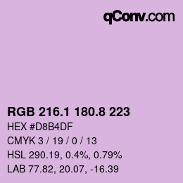 カラーコード: RGB 216.1 180.8 223 | qconv.com