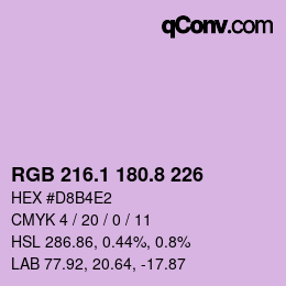 Color code: RGB 216.1 180.8 226 | qconv.com