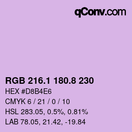 カラーコード: RGB 216.1 180.8 230 | qconv.com