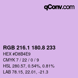 カラーコード: RGB 216.1 180.8 233 | qconv.com
