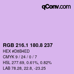 カラーコード: RGB 216.1 180.8 237 | qconv.com