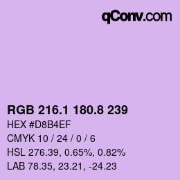 カラーコード: RGB 216.1 180.8 239 | qconv.com