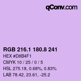 カラーコード: RGB 216.1 180.8 241 | qconv.com