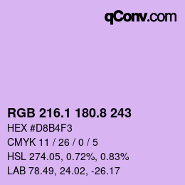カラーコード: RGB 216.1 180.8 243 | qconv.com