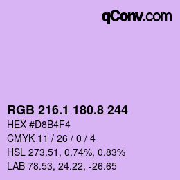 カラーコード: RGB 216.1 180.8 244 | qconv.com
