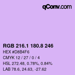カラーコード: RGB 216.1 180.8 246 | qconv.com
