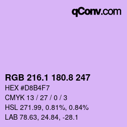 カラーコード: RGB 216.1 180.8 247 | qconv.com