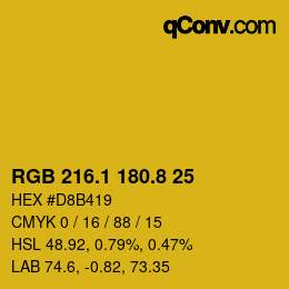 カラーコード: RGB 216.1 180.8 25 | qconv.com