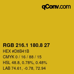 カラーコード: RGB 216.1 180.8 27 | qconv.com