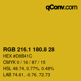 カラーコード: RGB 216.1 180.8 28 | qconv.com