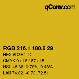 カラーコード: RGB 216.1 180.8 29 | qconv.com