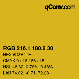 カラーコード: RGB 216.1 180.8 30 | qconv.com