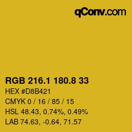 カラーコード: RGB 216.1 180.8 33 | qconv.com