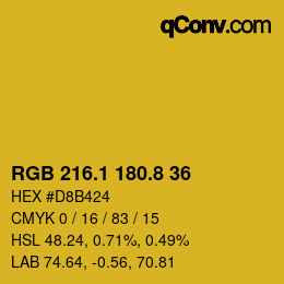 カラーコード: RGB 216.1 180.8 36 | qconv.com