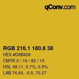 カラーコード: RGB 216.1 180.8 38 | qconv.com