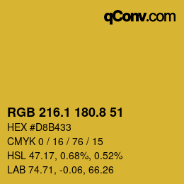 カラーコード: RGB 216.1 180.8 51 | qconv.com