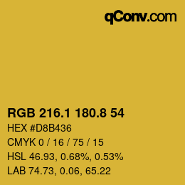 カラーコード: RGB 216.1 180.8 54 | qconv.com