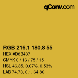 カラーコード: RGB 216.1 180.8 55 | qconv.com