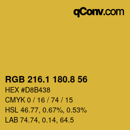 カラーコード: RGB 216.1 180.8 56 | qconv.com
